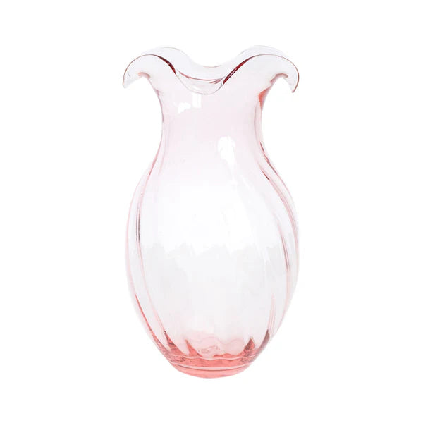 Hibiscus Glass Pink Vertical Fluted Small Vase