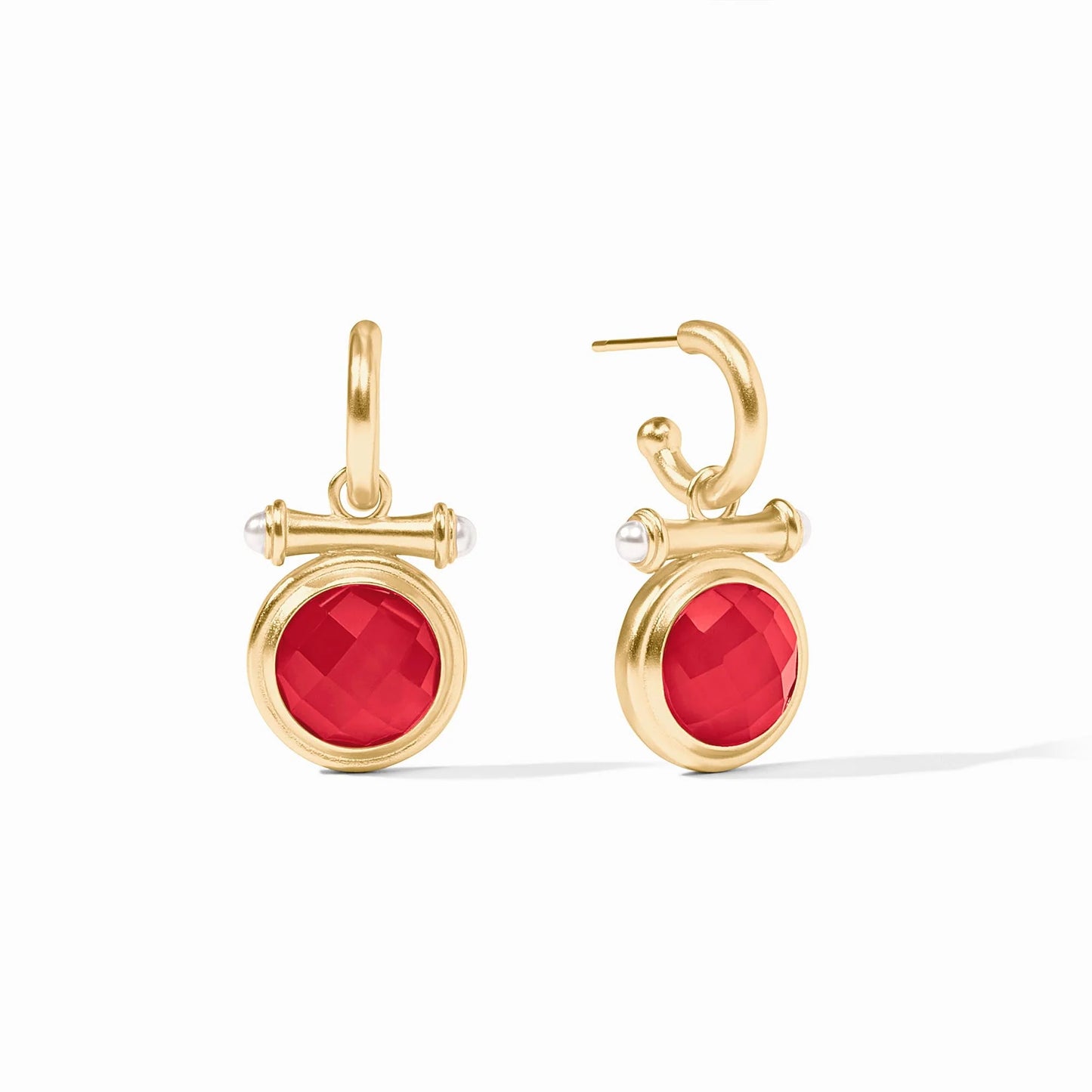 Bamboo Hoop & Charm Earring, Iridescent Strawberry