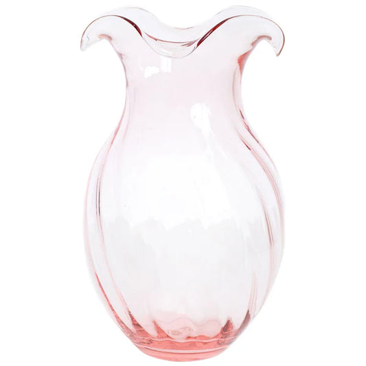 Hibiscus Glass Pink Vertical Large Fluted Vase