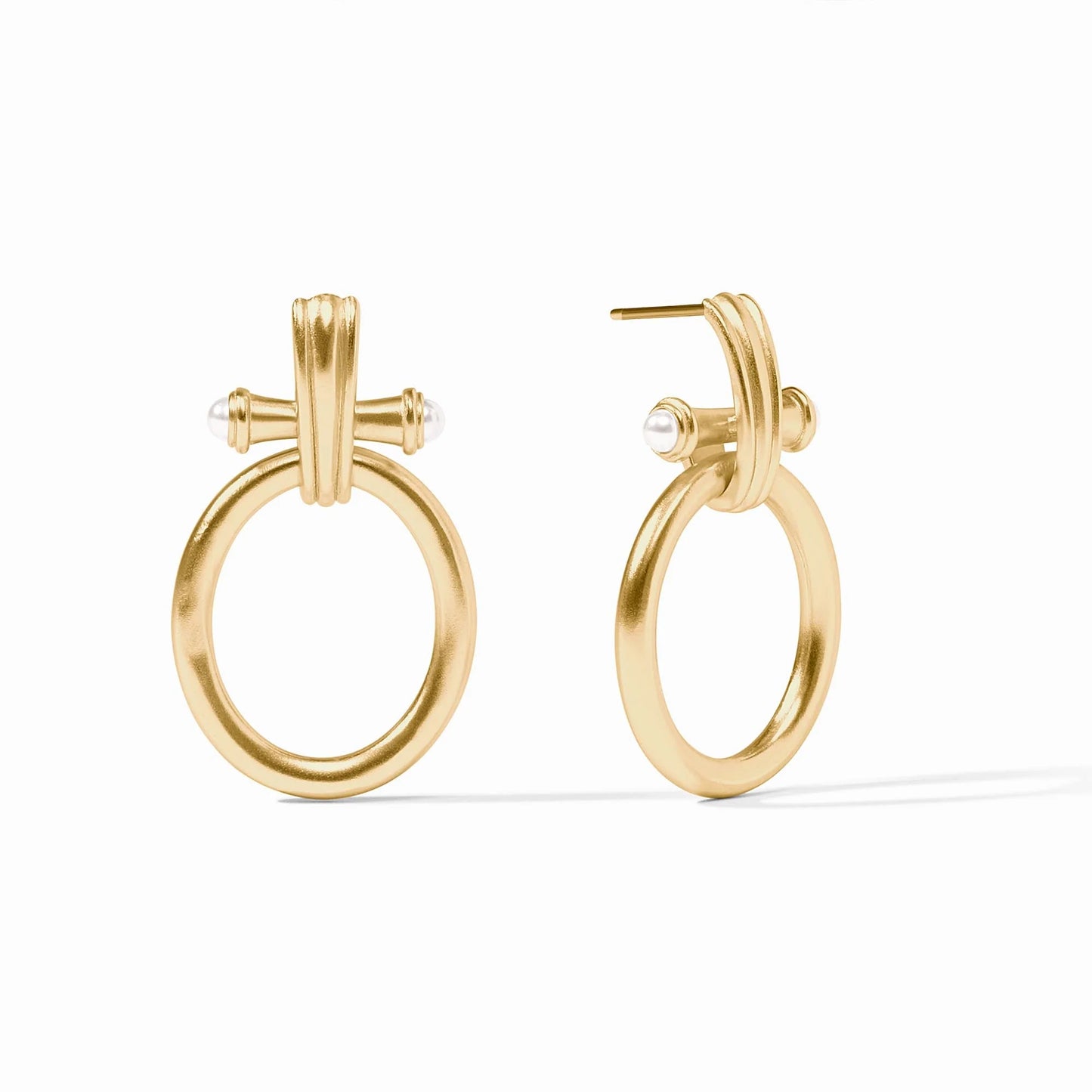 Bamboo Doorknocker Earring - Pearl