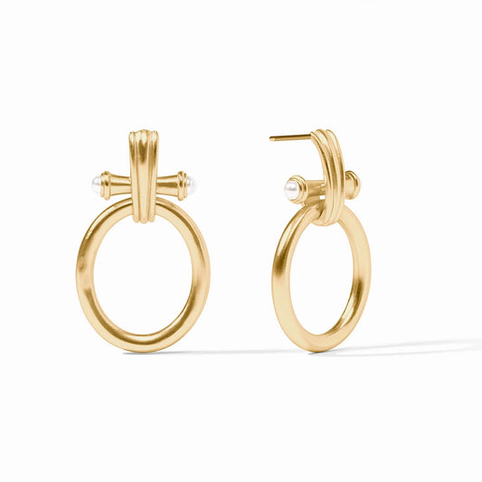 Bamboo Doorknocker Earring - Pearl
