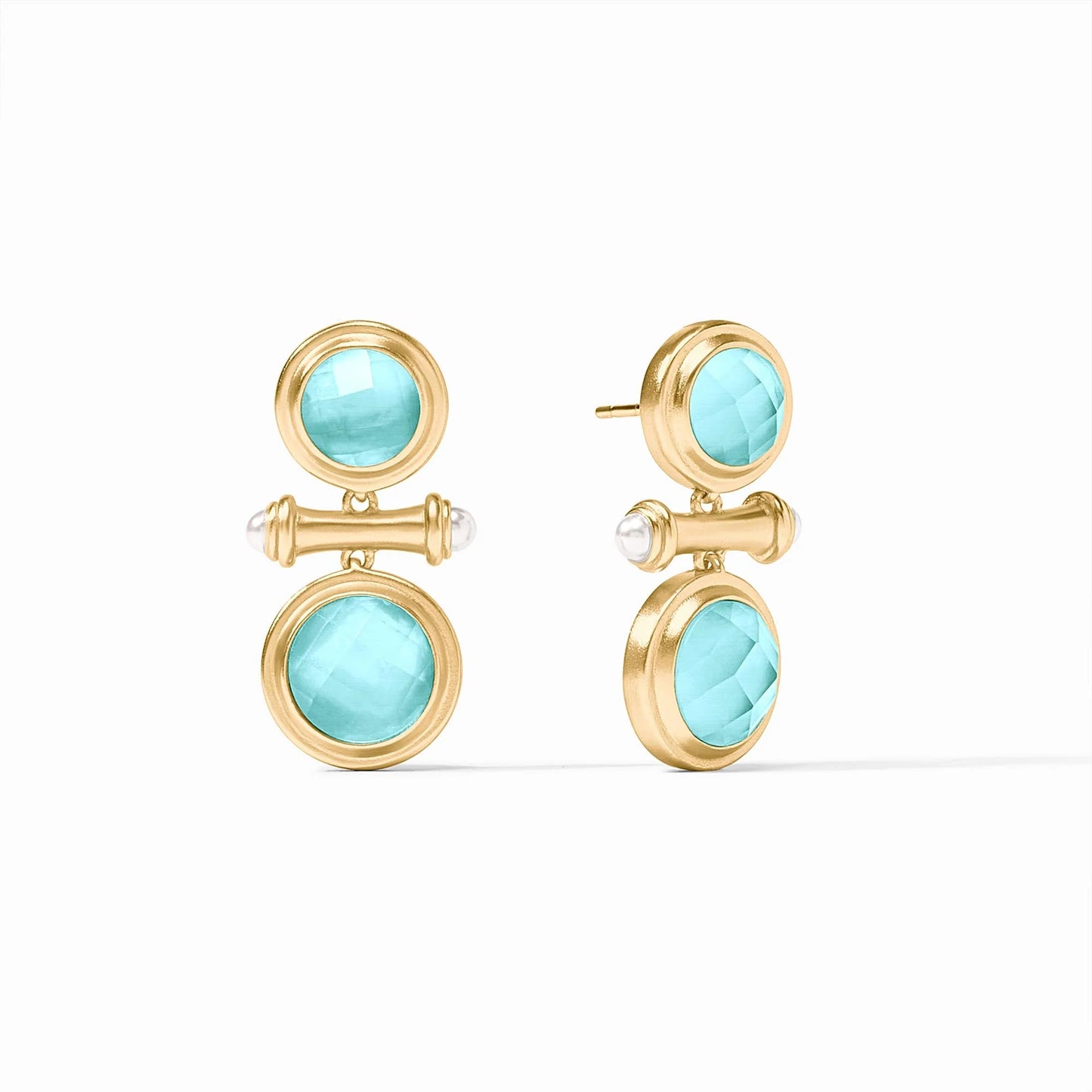 Bamboo Midi Earring, Gold - Iridescent Bahamian Blue
