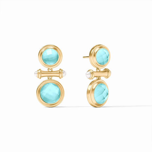 Bamboo Midi Earring, Gold - Iridescent Bahamian Blue