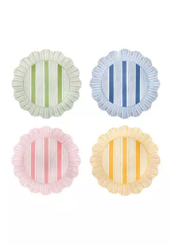 Cabana Stripe Melamine Dessert/Salad Plate Assorted Set of 4 - Multi