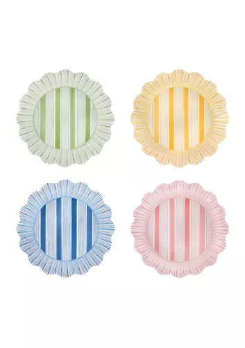 Cabana Stripe Melamine Dinner Plate Assorted Set of 4 - Multi