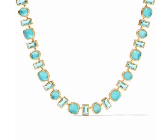 Antonia Tennis Necklace - Iridescent Bahamian Blue