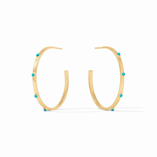 Crescent Stone Hoop, Turquoise Blue - Large