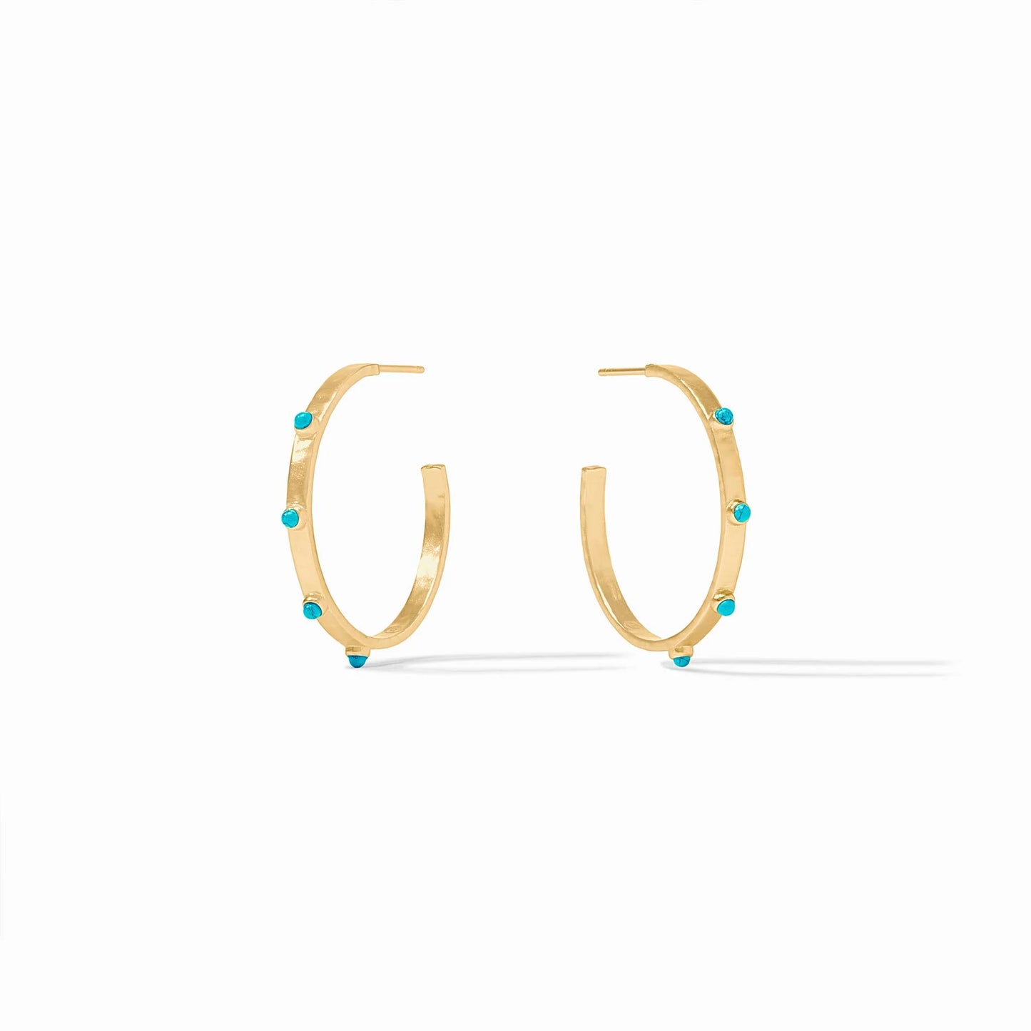 Crescent Stone Hoop, Turquoise Blue - Medium
