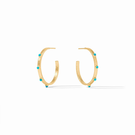 Crescent Stone Hoop, Turquoise Blue - Medium