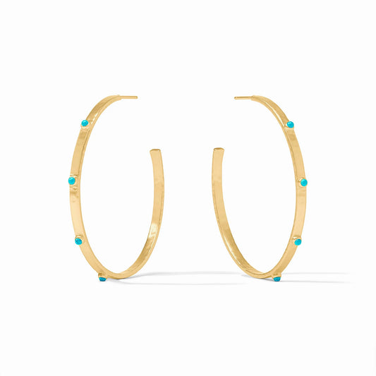 Crescent Stone Hoop, Turquoise Blue - Extra Large