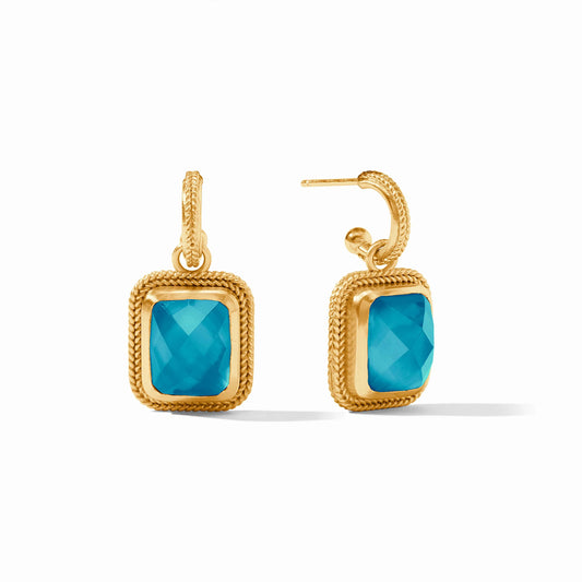 Cheval Hoop & Charm Earring - Iridescent London Blue