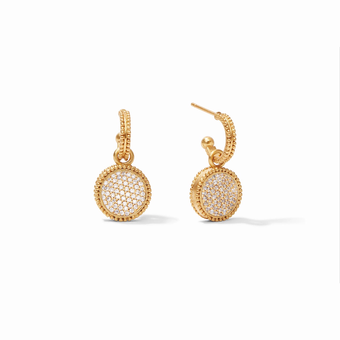Fleur-de-Lis Hoop & Charm Earring - Pave Cubic Zirconia
