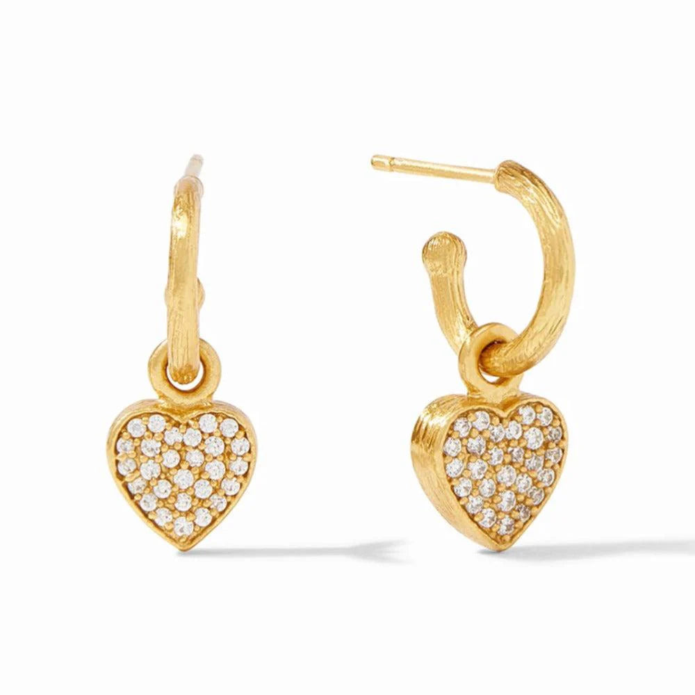 Heart Hoop & Charm Earring - Pave