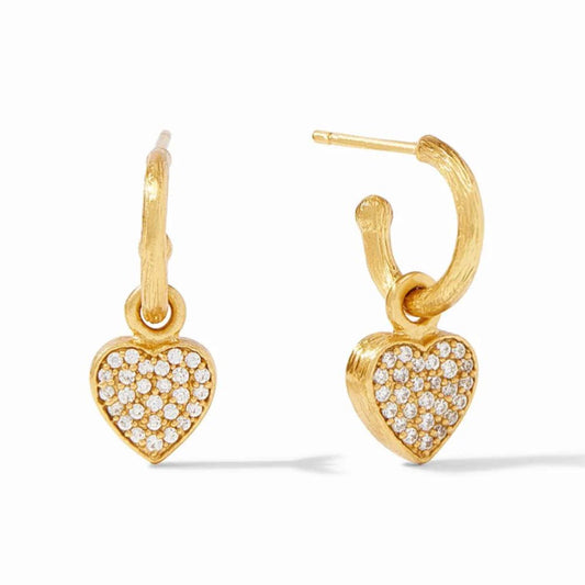 Heart Hoop & Charm Earring - Pave