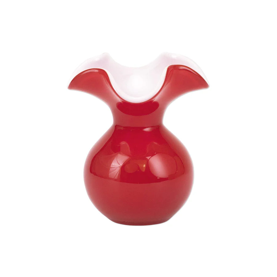 Hibiscus Glass Red Small Fluted Vase