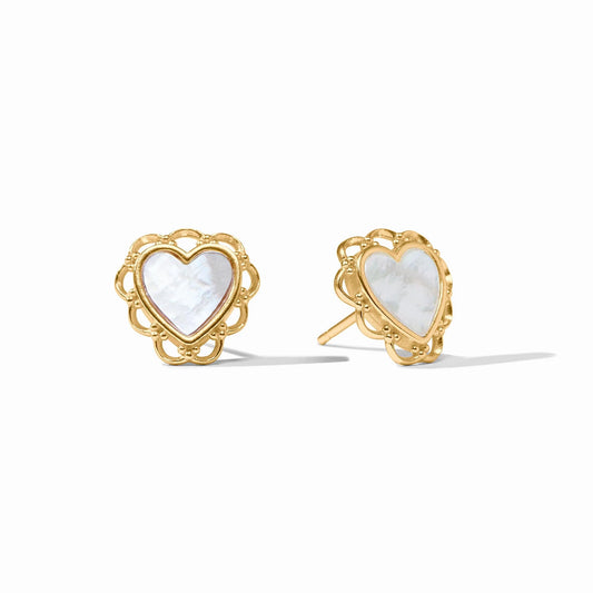 Lace Heart Stud - Mother of Pearl