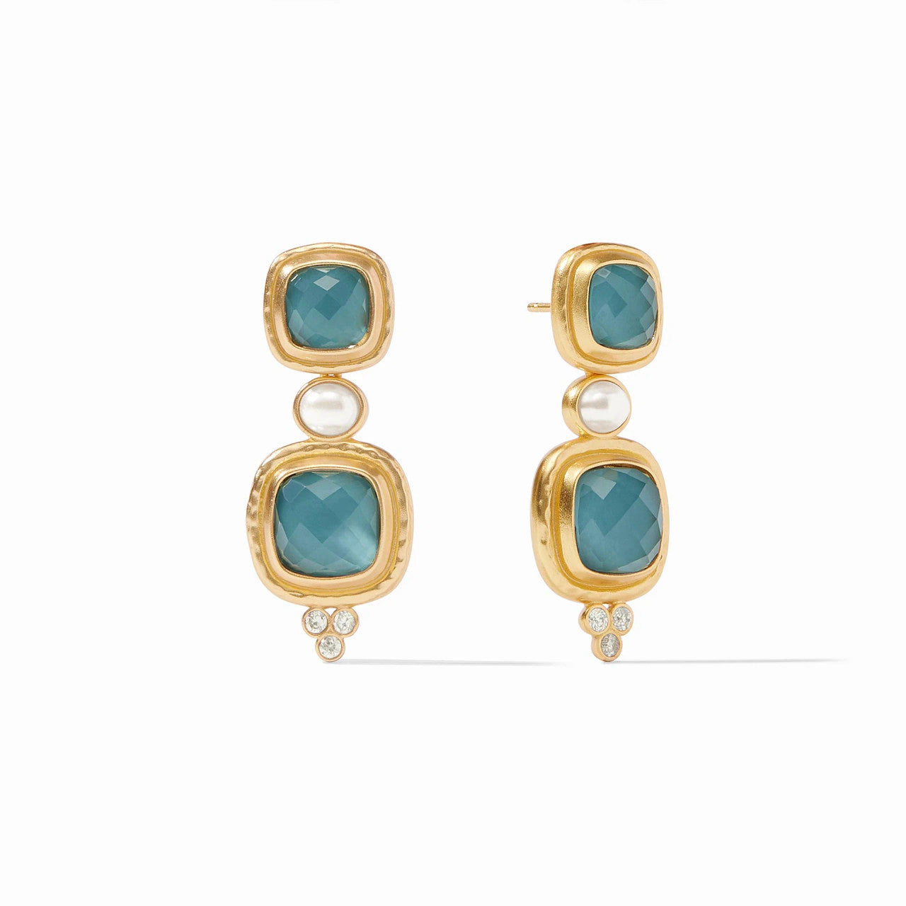 Tudor Statement Earring - Iridescent Peacock Blue