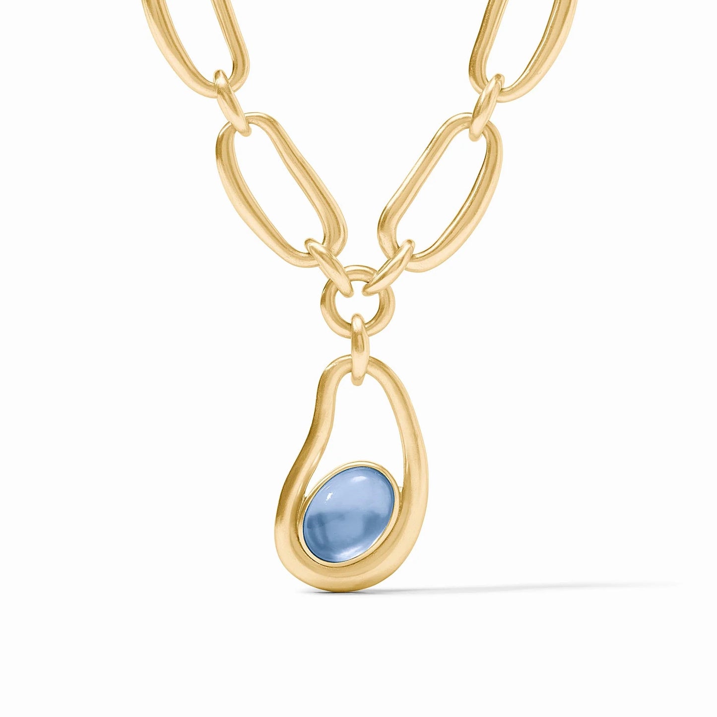 Wave Statement Necklace - Iridescent Chalcedony Blue