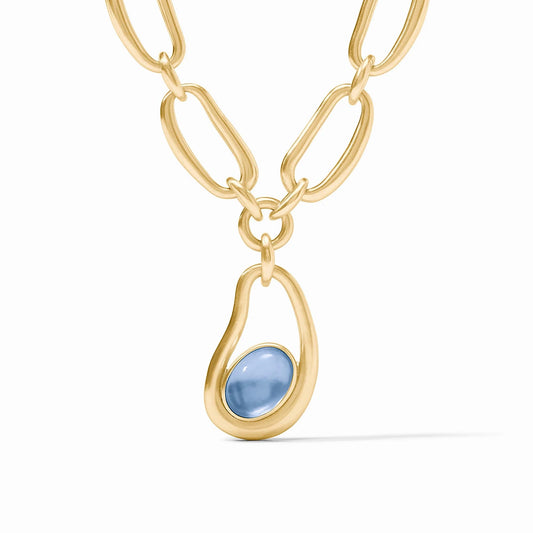 Wave Statement Necklace - Iridescent Chalcedony Blue