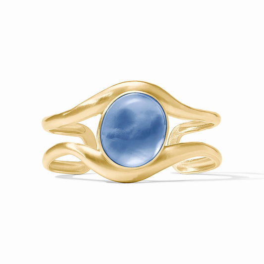 Wave Stone Cuff - Iridescent Chalcedony Blue